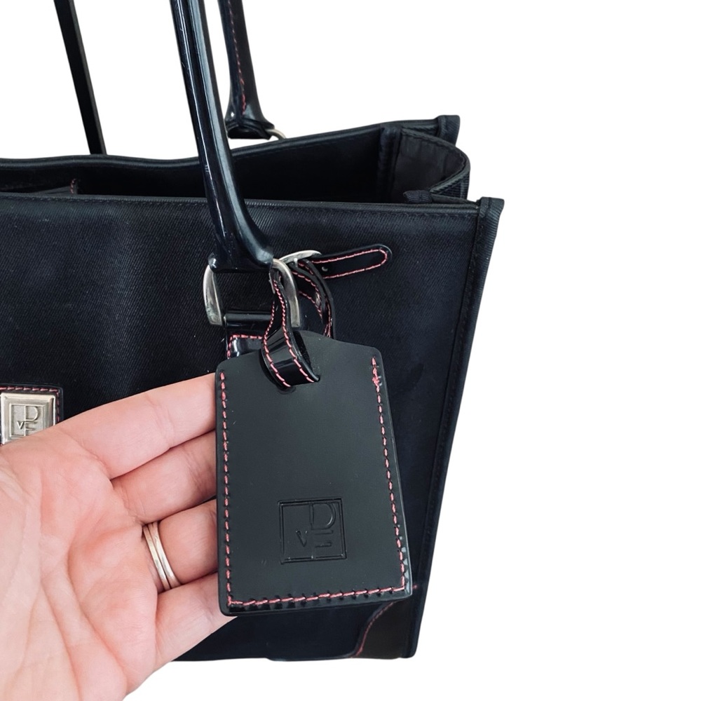 Diane Von Furstenberg X Badanco Luggage Large Black Canvas Patent Leather‎ Tote - Picture 4 of 15